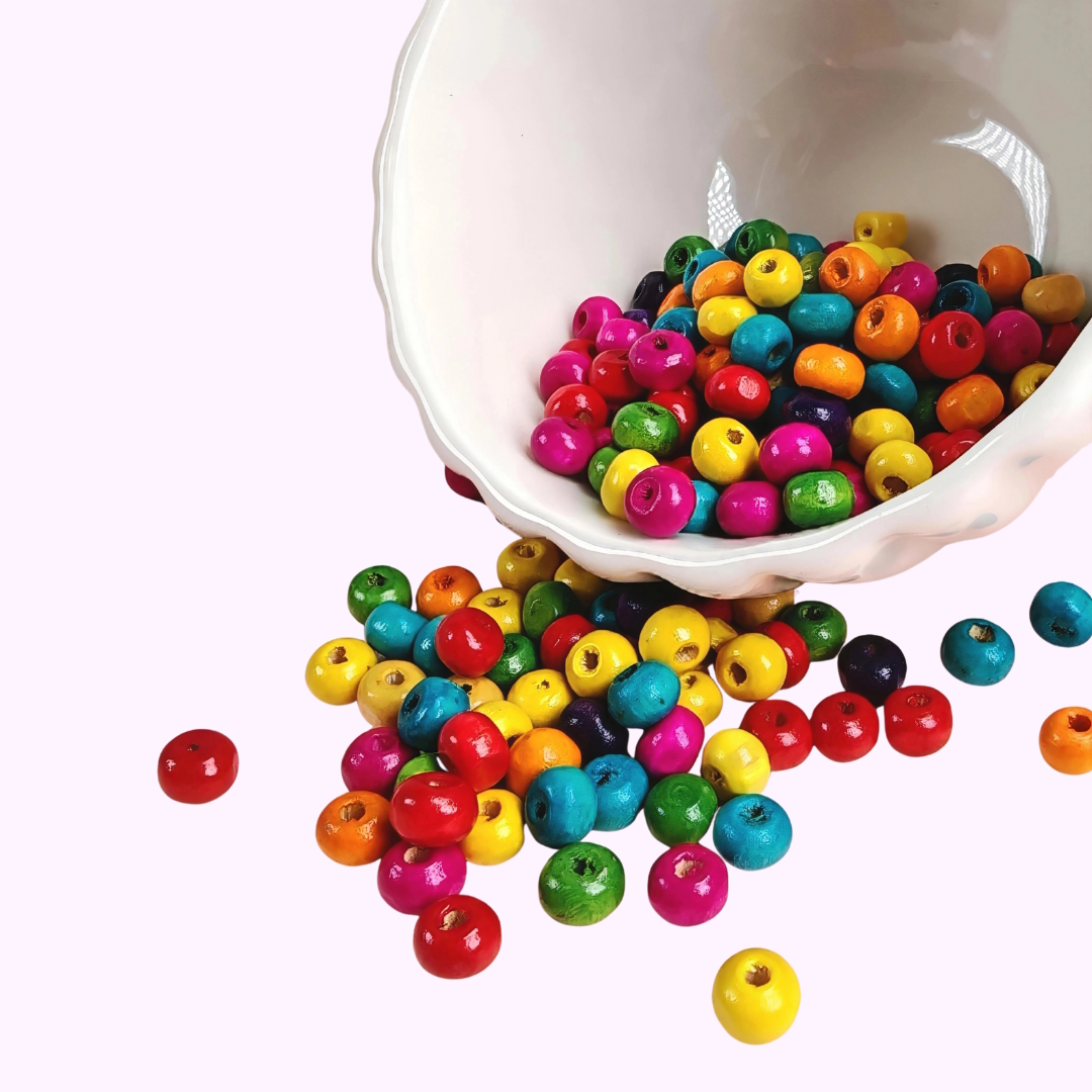 Träpärlor mix över 200st - 2