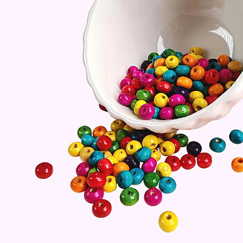 Träpärlor mix över 200st