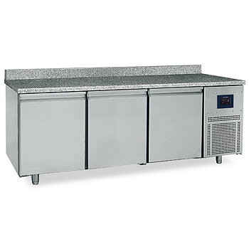 Kylbänk för bageri 3 dörrar 600x400 mm, granitskiva med uppkant, -2°/+8°C