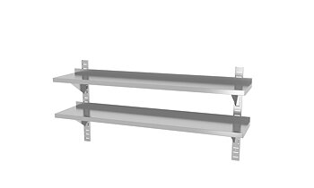 Double wall shelf, 400 mm, adjustable, with 2 brackets