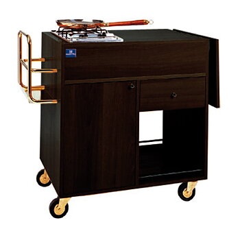 Flambee trolley with 2 burners