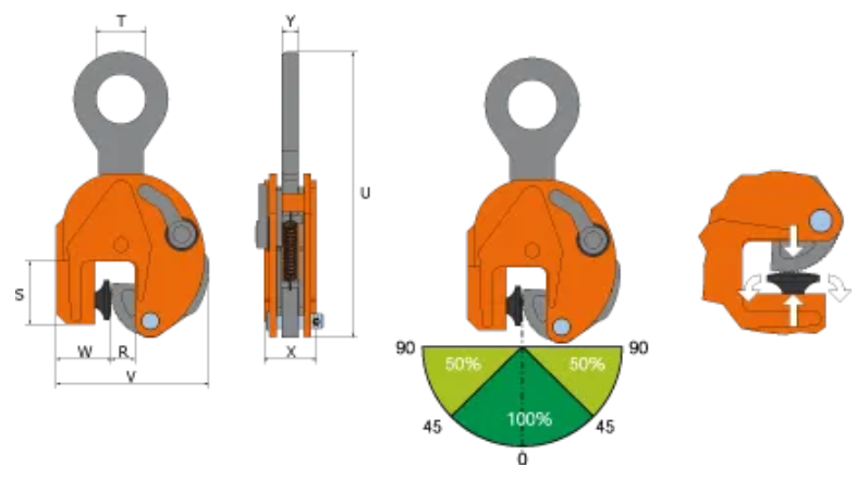 Plåtlyfthandske pewag peCLAMP VJPW, Gripvidd 0-13 mm / Maxlast: 250 Kg - 3
