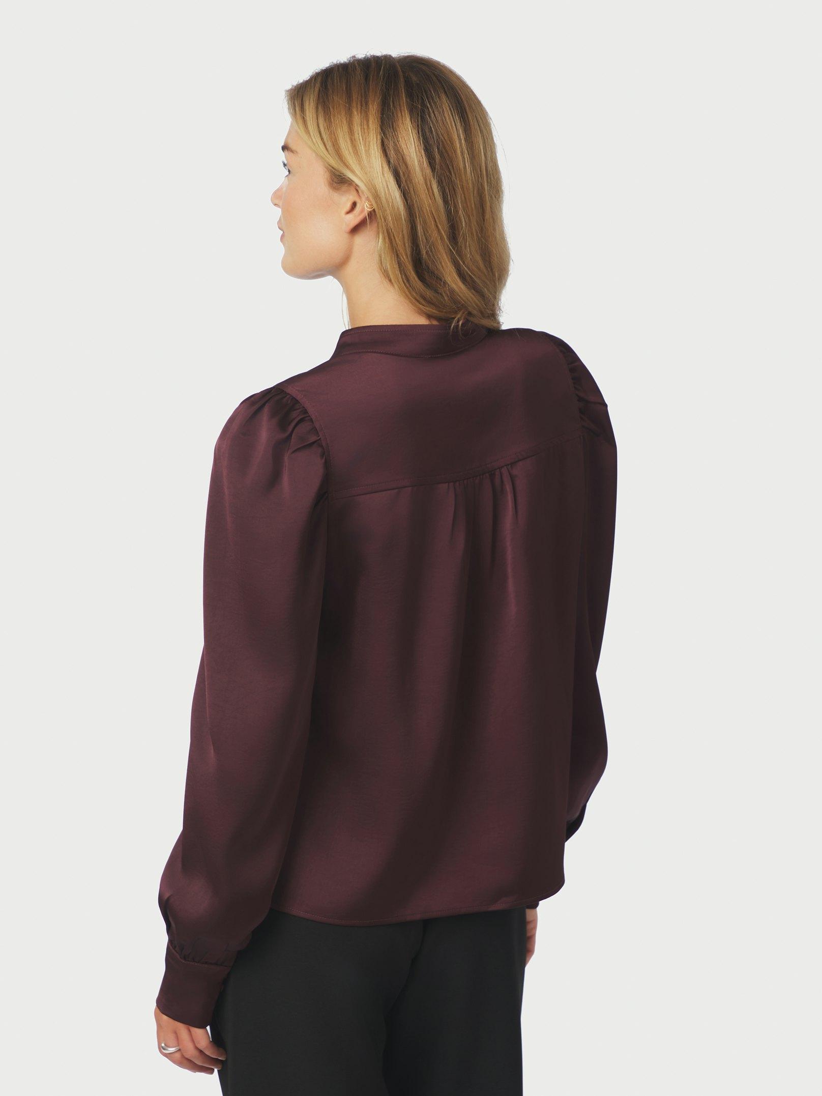 Rosslyn Heavy Sateen Blouse Burgundy - 4