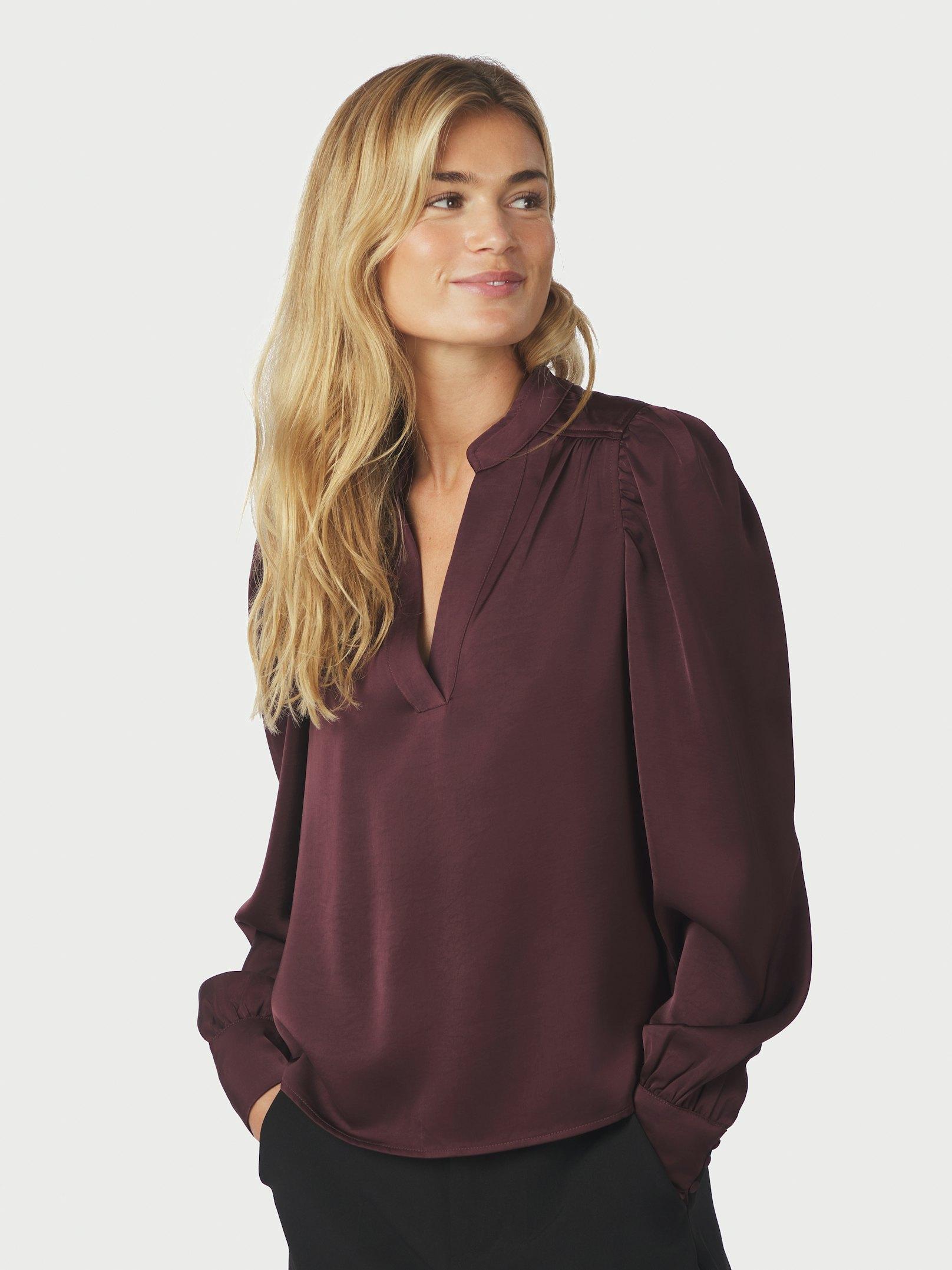 Rosslyn Heavy Sateen Blouse Burgundy - 3