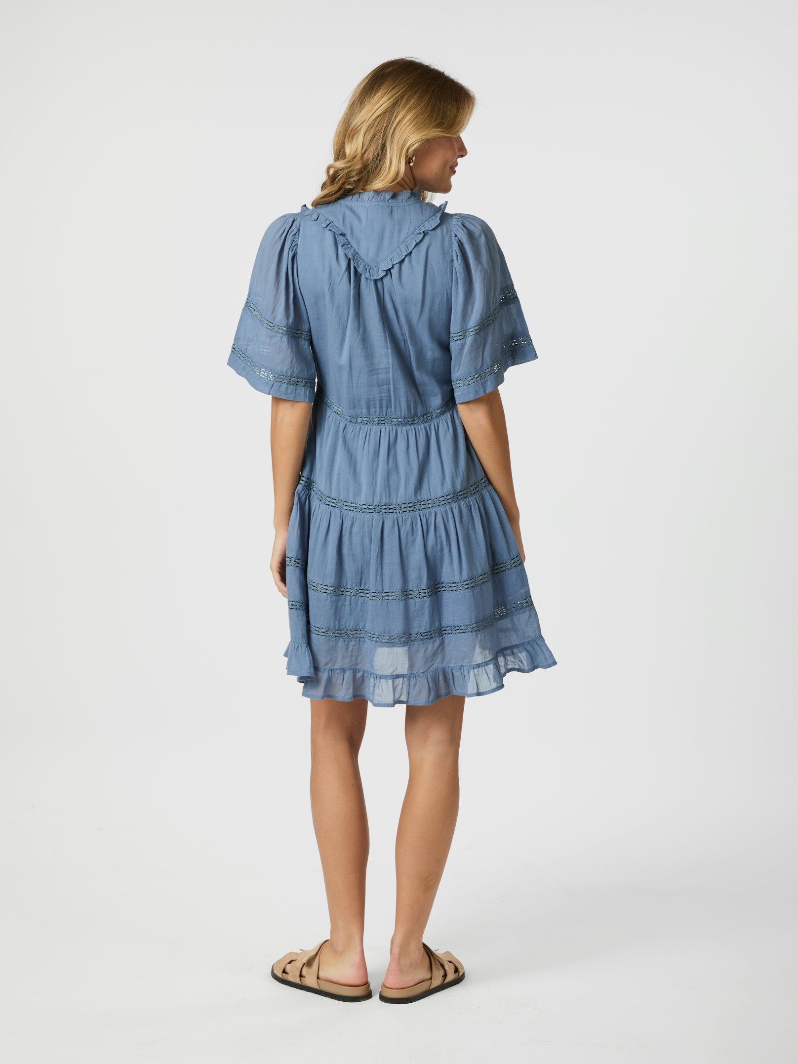 Milene S Voile Dress Smoke Blue - 4