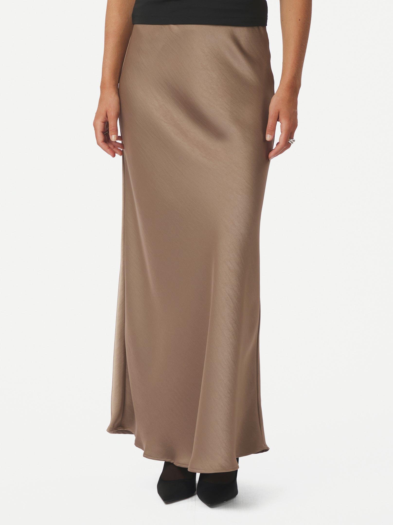 Vicky Heavy Sateen Skirt Dark Taupe - 3