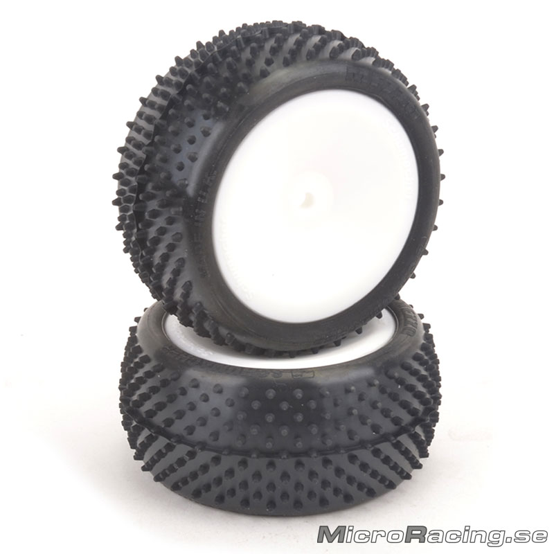 SCHUMACHER - Mezzo Yellow, 2&4WD Rear, 1/10 Off Road, Preglued, White Rim, 1pair