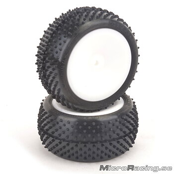 SCHUMACHER - Mezzo Yellow, 2&4WD Rear, 1/10 Off Road, Preglued, White Rim, 1pair