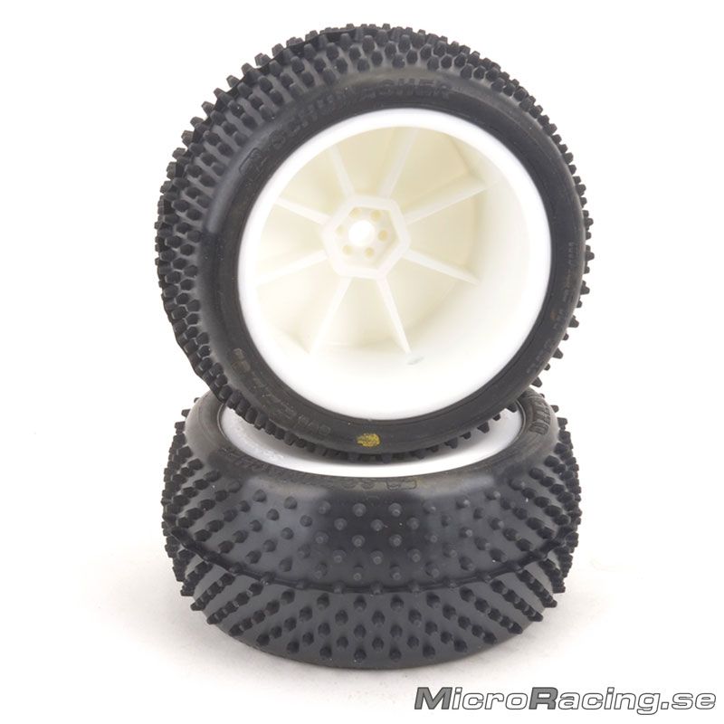 SCHUMACHER - Mezzo Yellow, 2&4WD Rear, 1/10 Off Road, Preglued, White Rim, 1pair - 2