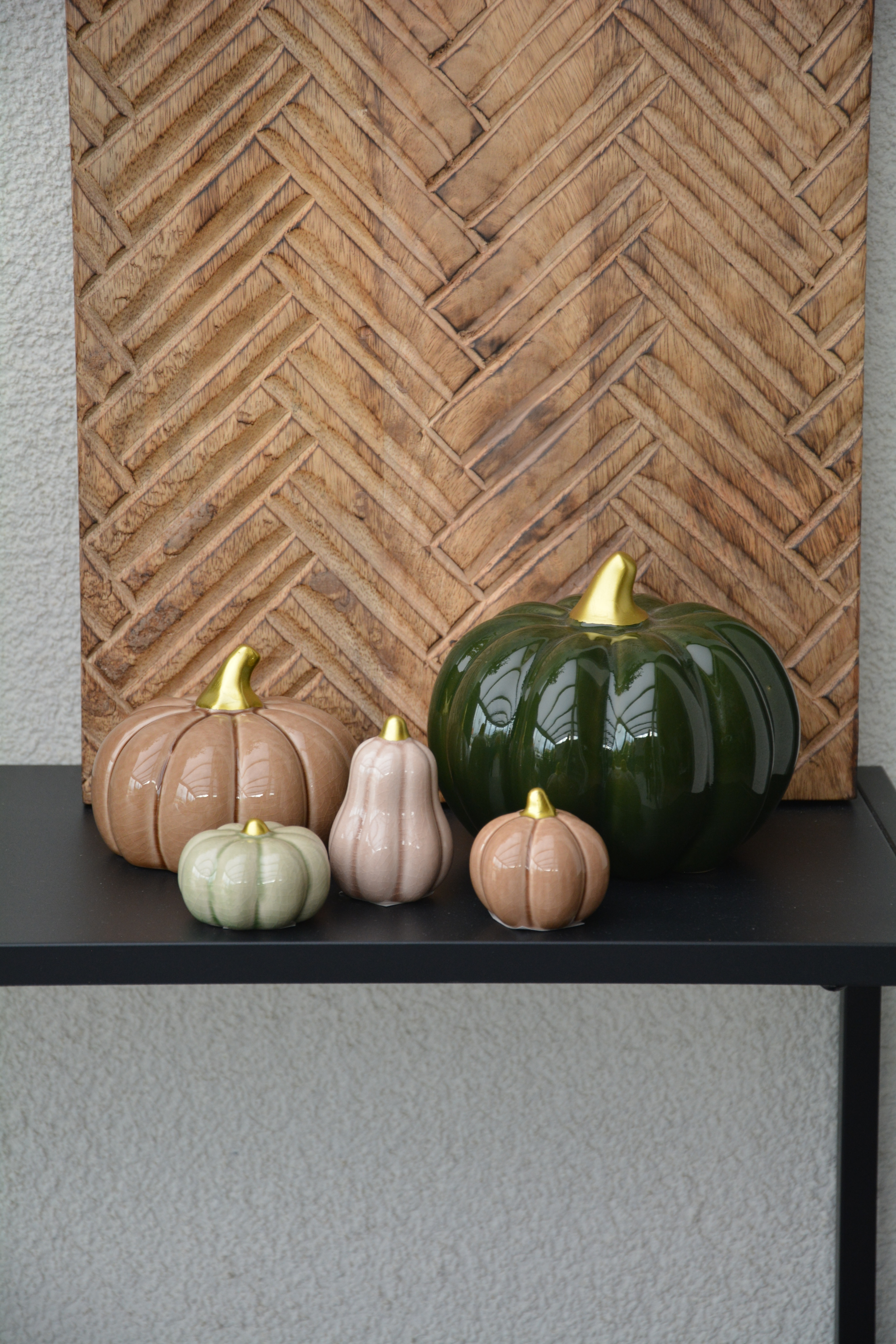 Pumpa grön XL rund 14 cm keramik - 4