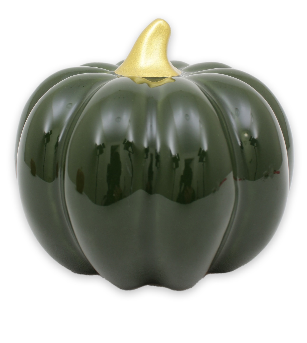 Pumpa grön XL rund 14 cm keramik