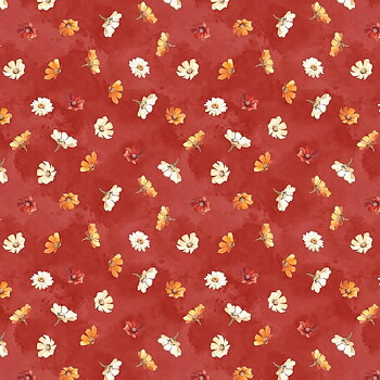Tyg - Red Flowers Toss - Harvest Blooms