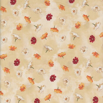 Tyg - Cream Flowers Toss - Harvest Blooms