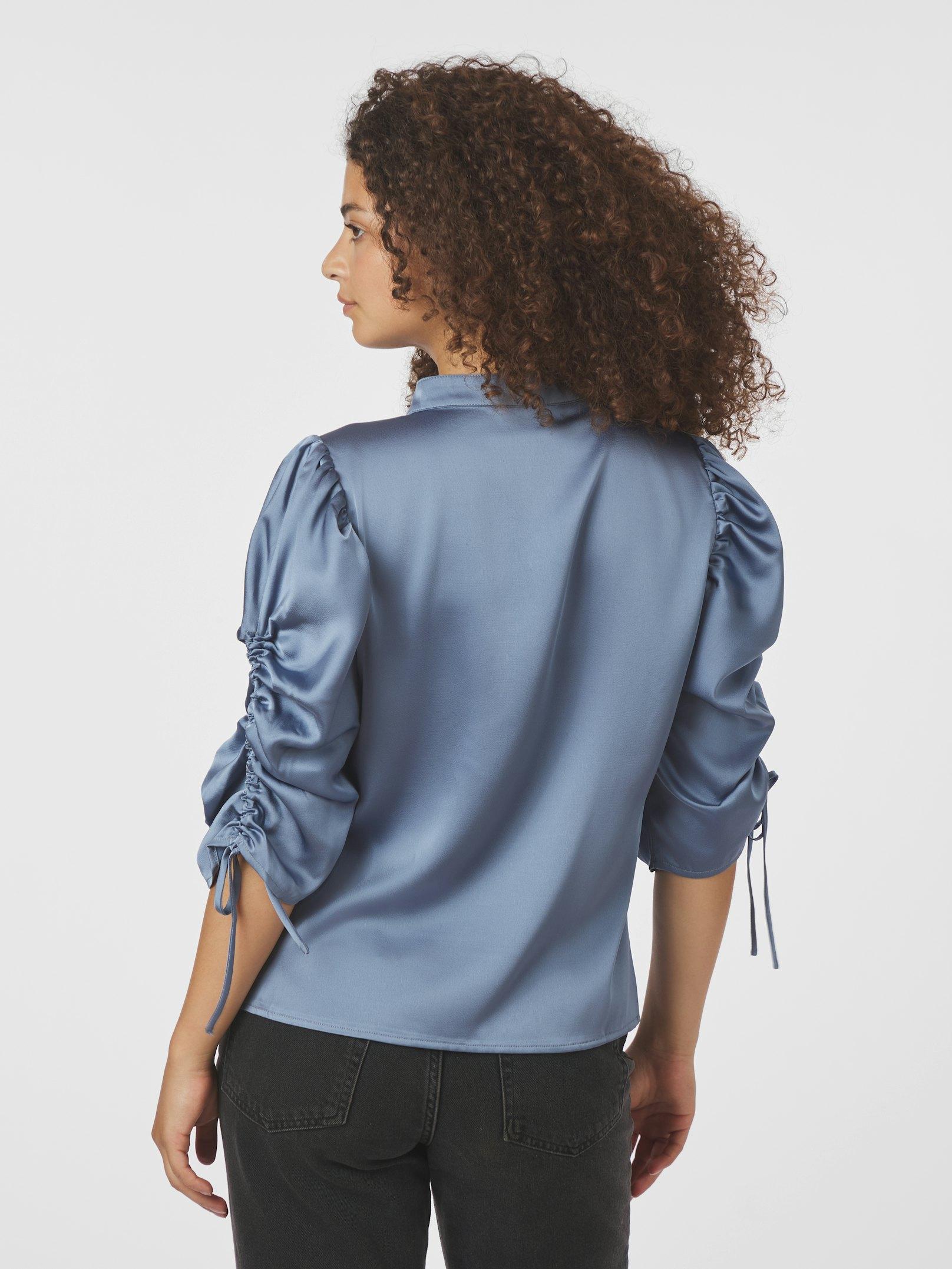 Alvira Drapy Satin Blouse Dusty blue - 4
