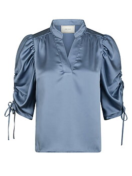 Alvira Drapy Satin Blouse Dusty blue