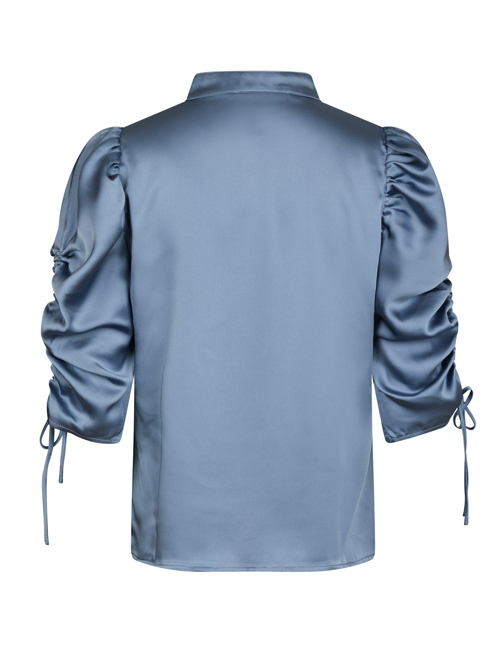 Alvira Drapy Satin Blouse Dusty blue - 2