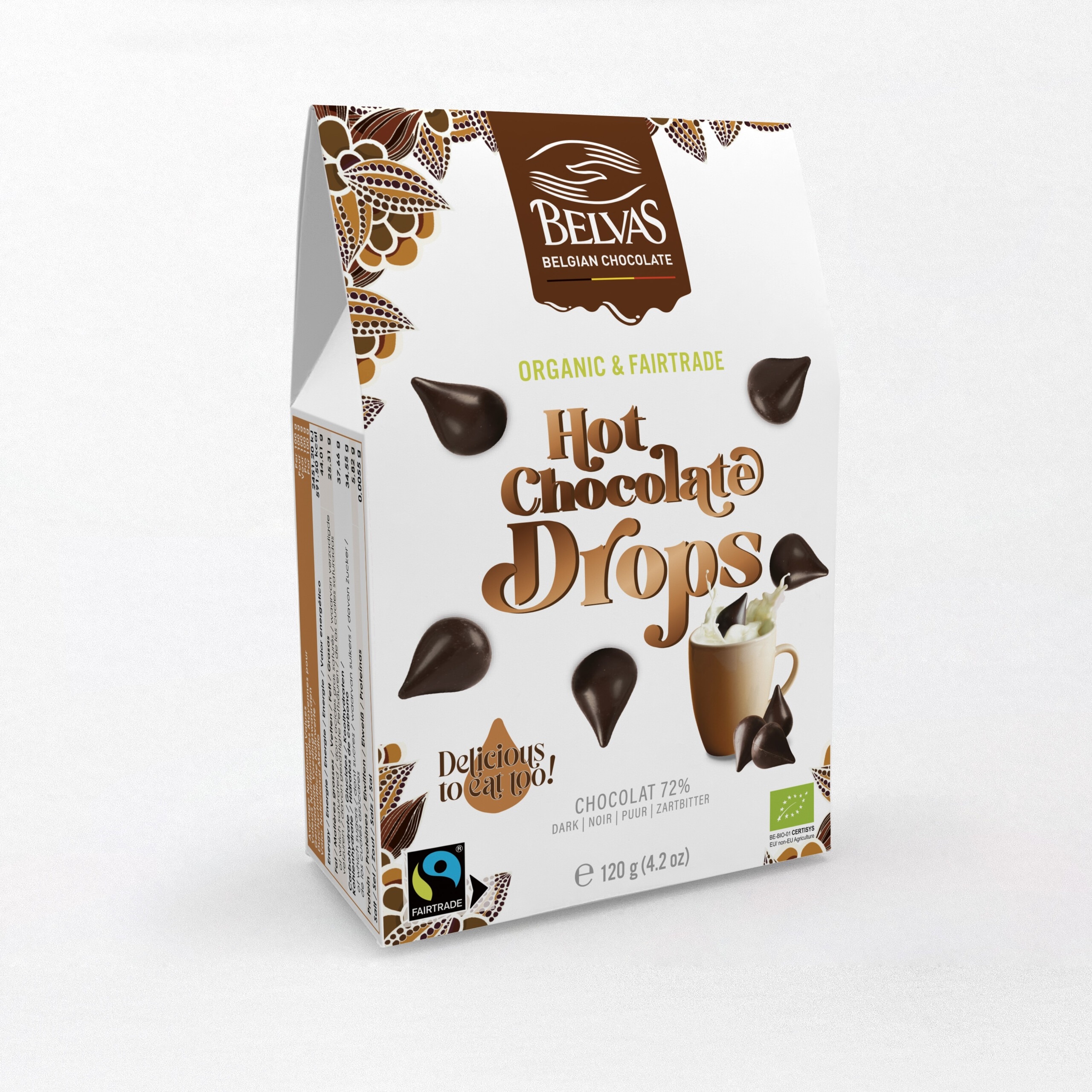 varm choklad droppar belvas