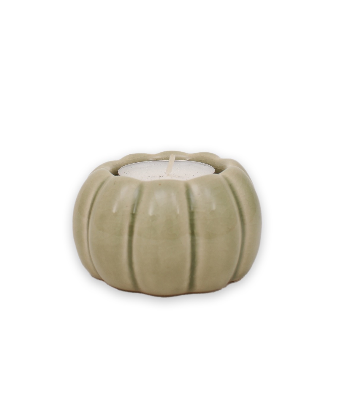 Pumpa ljuslykta sage 7,8 cm keramik 