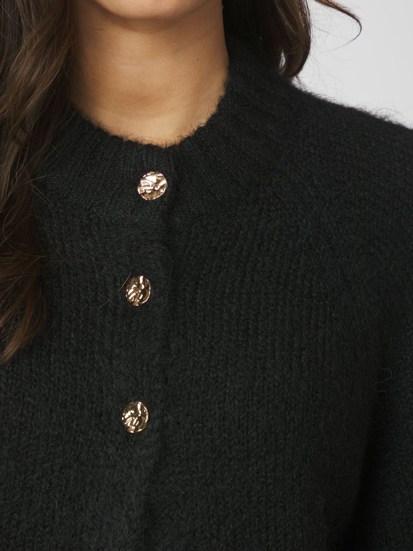 Neo Noir Benuta Fluffy Knit Cardigan, Black - 3