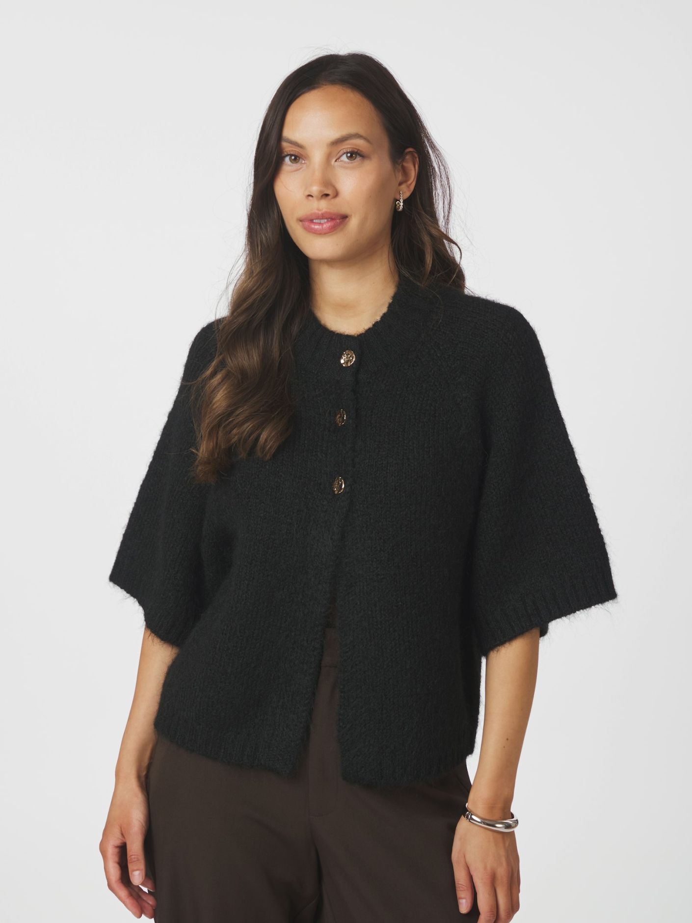 Neo Noir - Wals Knit Scarf Blouse 166203 - 100 - Black