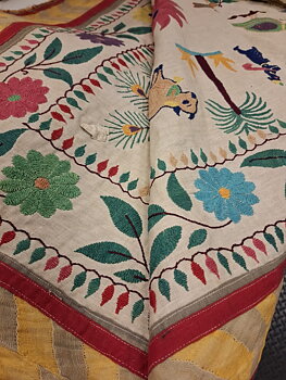 Vintage  Broderad Bröllops Duk från Goa, Indien