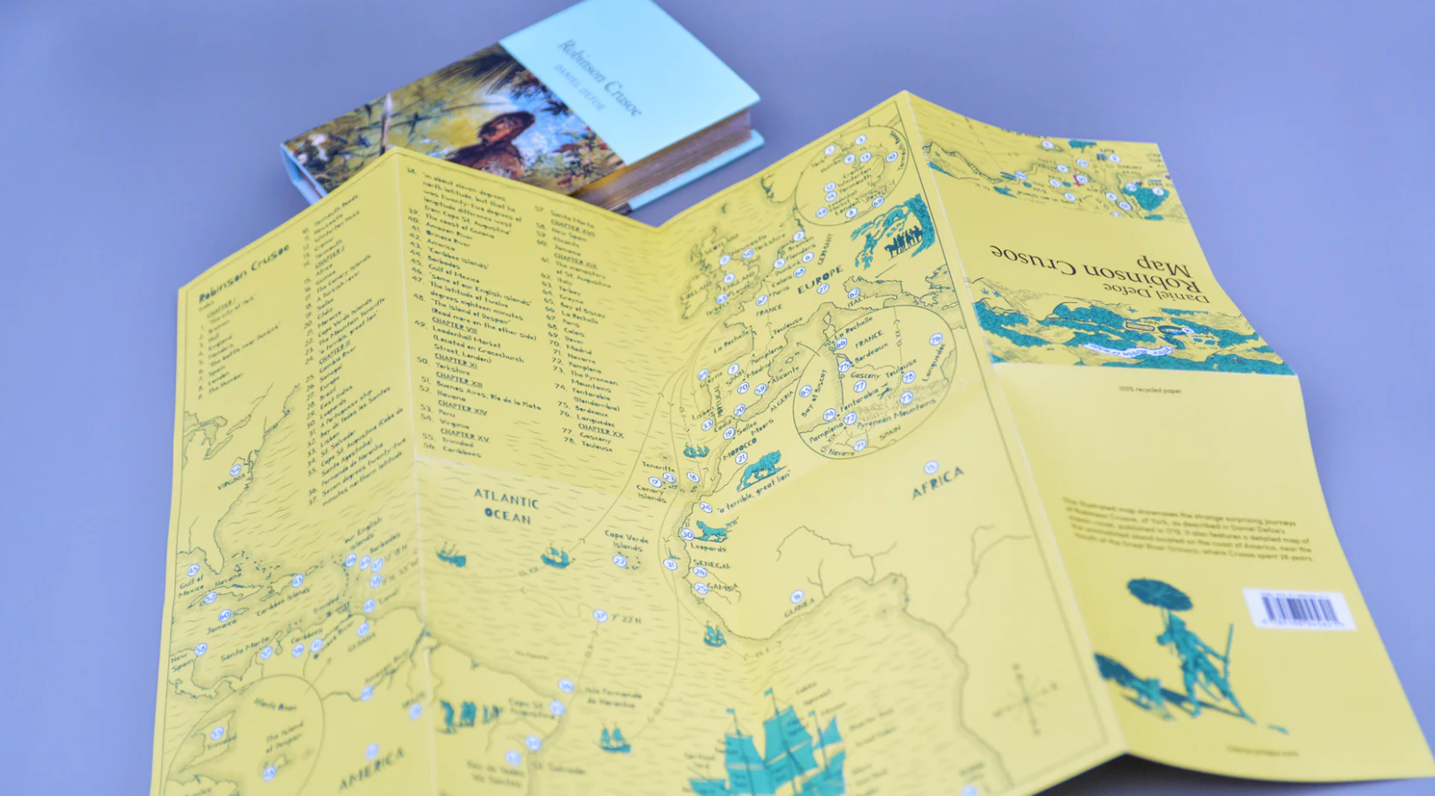 Literary Maps : Daniel Defoe Robinson Crusoe - Litterär karta för din läsning! - 5