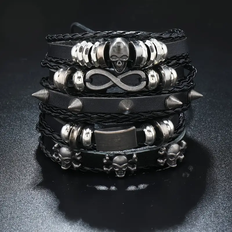Set med fem Läderarmband "Punkrocker" - 3