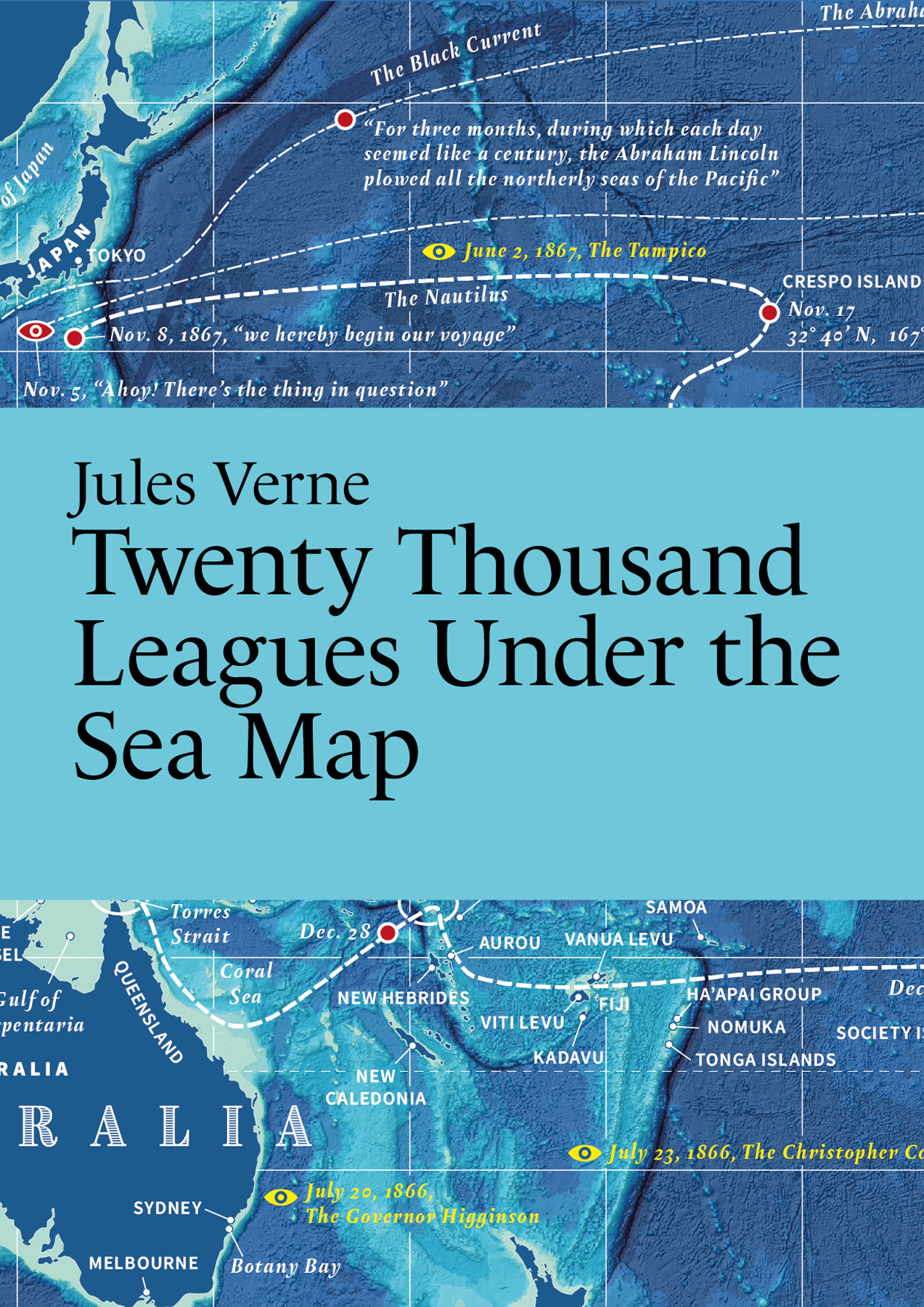 Literary Maps : Jules Verne Twenty Thousand Leagues Under the Sea - Litterär karta för din läsning!