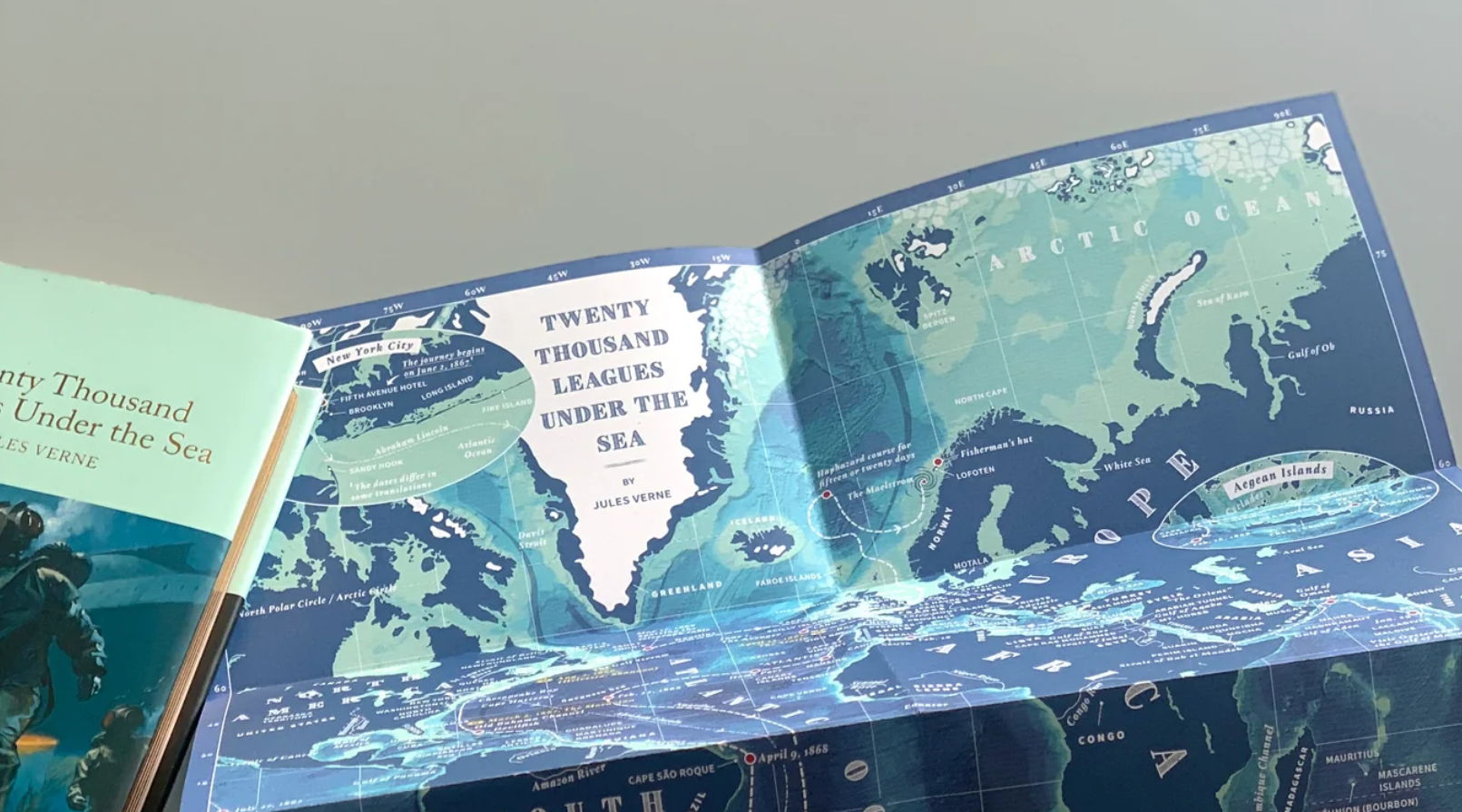 Literary Maps : Jules Verne Twenty Thousand Leagues Under the Sea - Litterär karta för din läsning! - 5