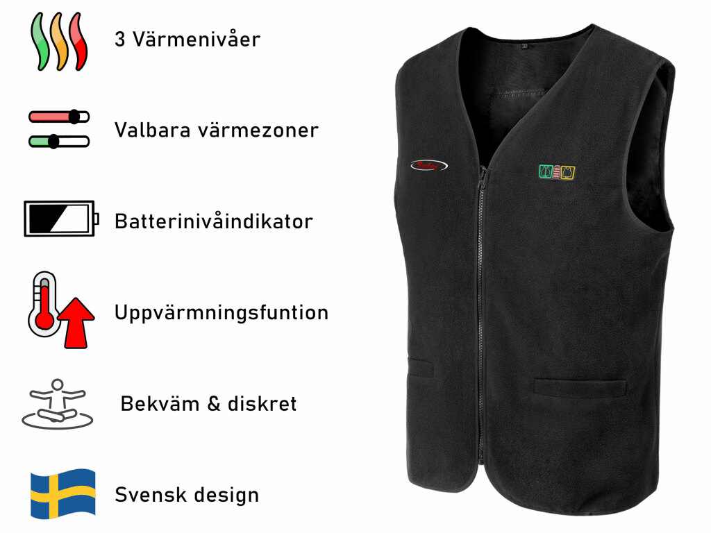 Tunn värmeväst med batteri & USB-laddkabel från Bucken®  - SN 24-10 - 3