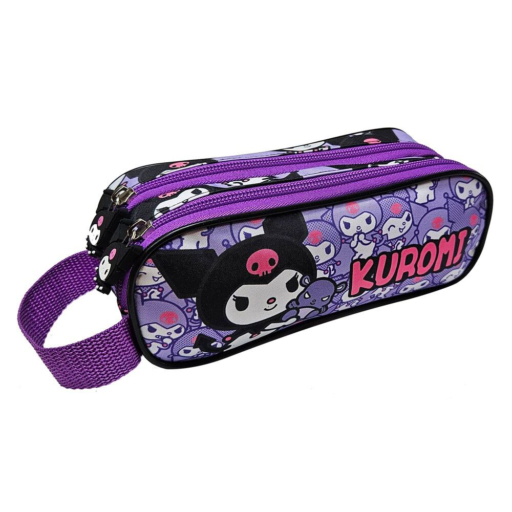 Sanrio Kuromi Pennfodral Lila – Två Fack med Handtag & Kawaii Hänge