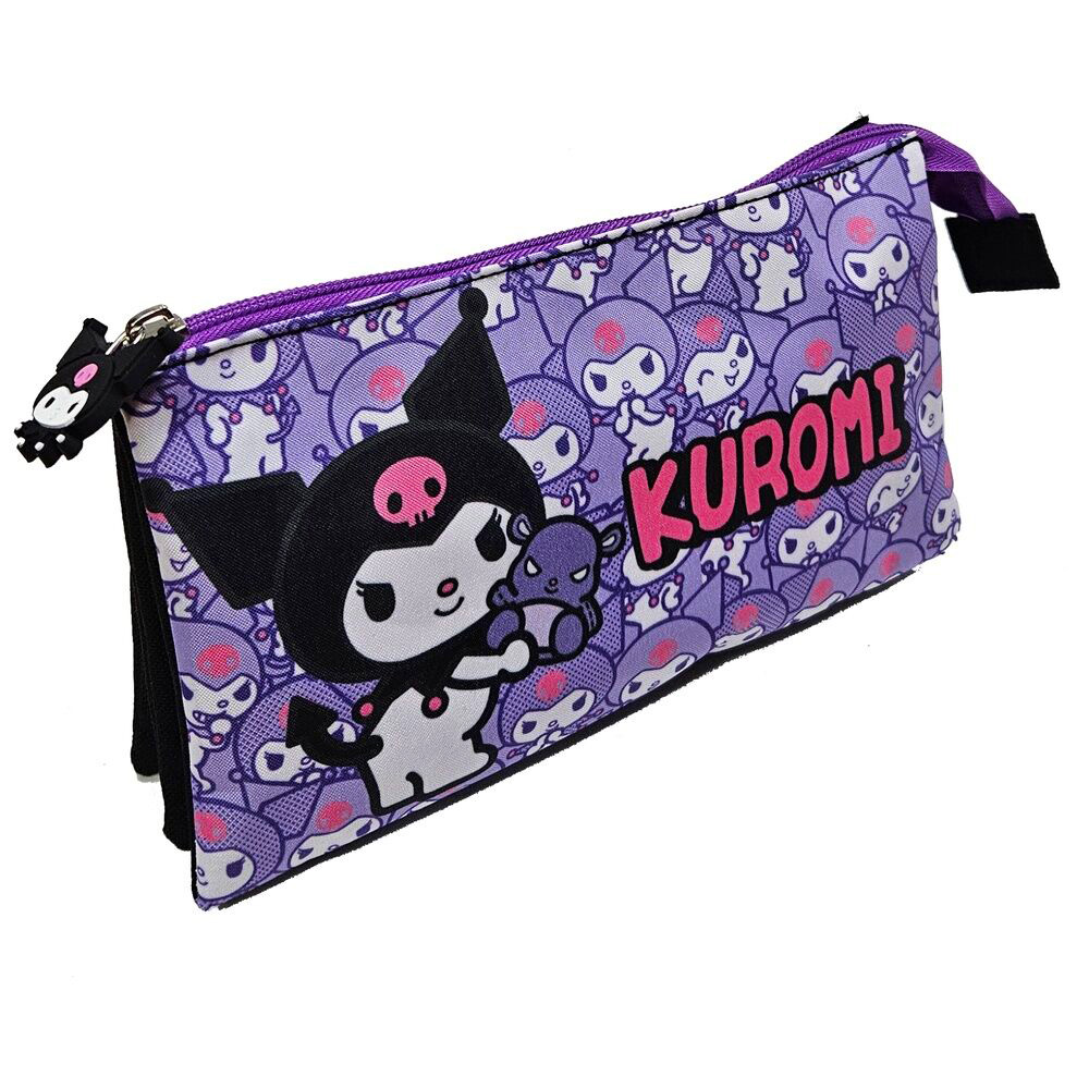 Sanrio Kuromi Pennfodral Lila – Tre Fack med Kawaii Hänge
