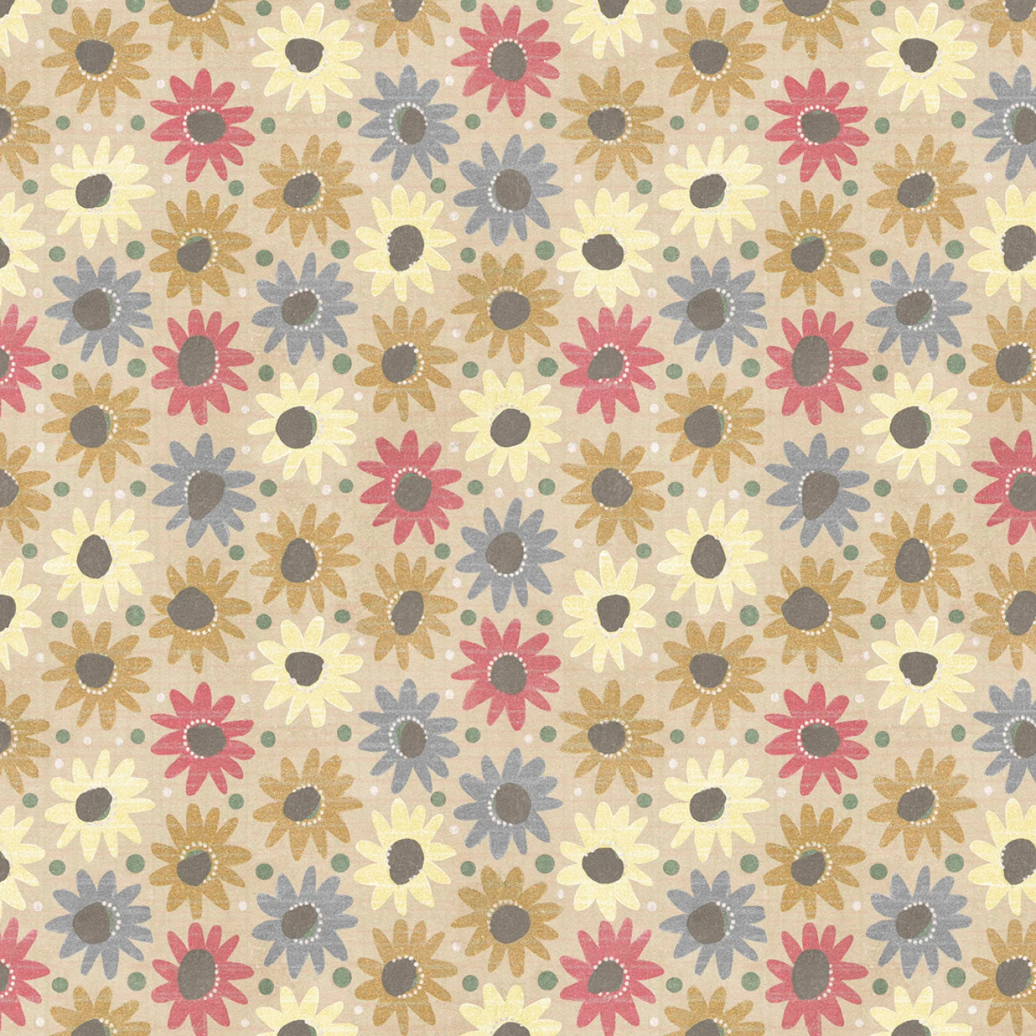 Tyg - Linen Flower - "Chicken Scratch"