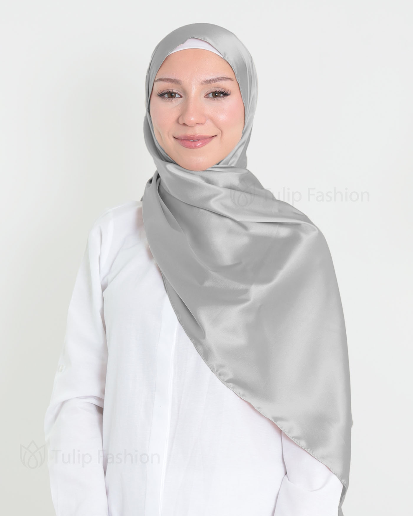 Satin Hijab - Gray - 2