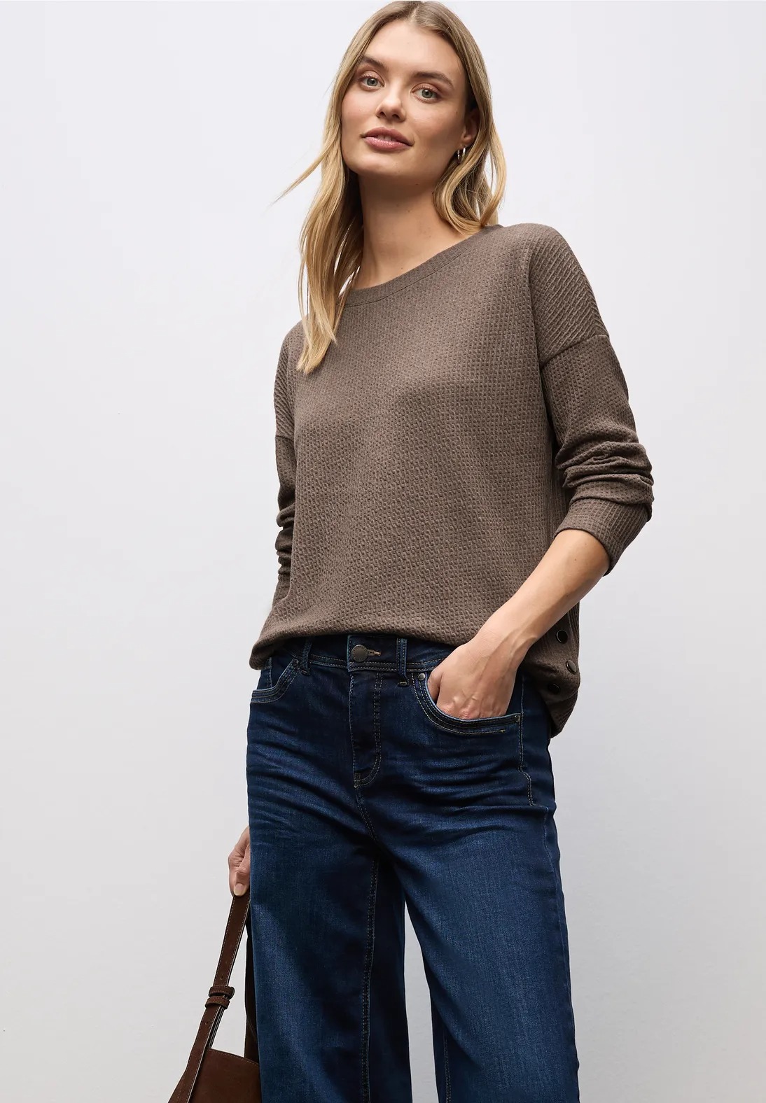 Structure Shirt w. Buttons - Brown - Street One