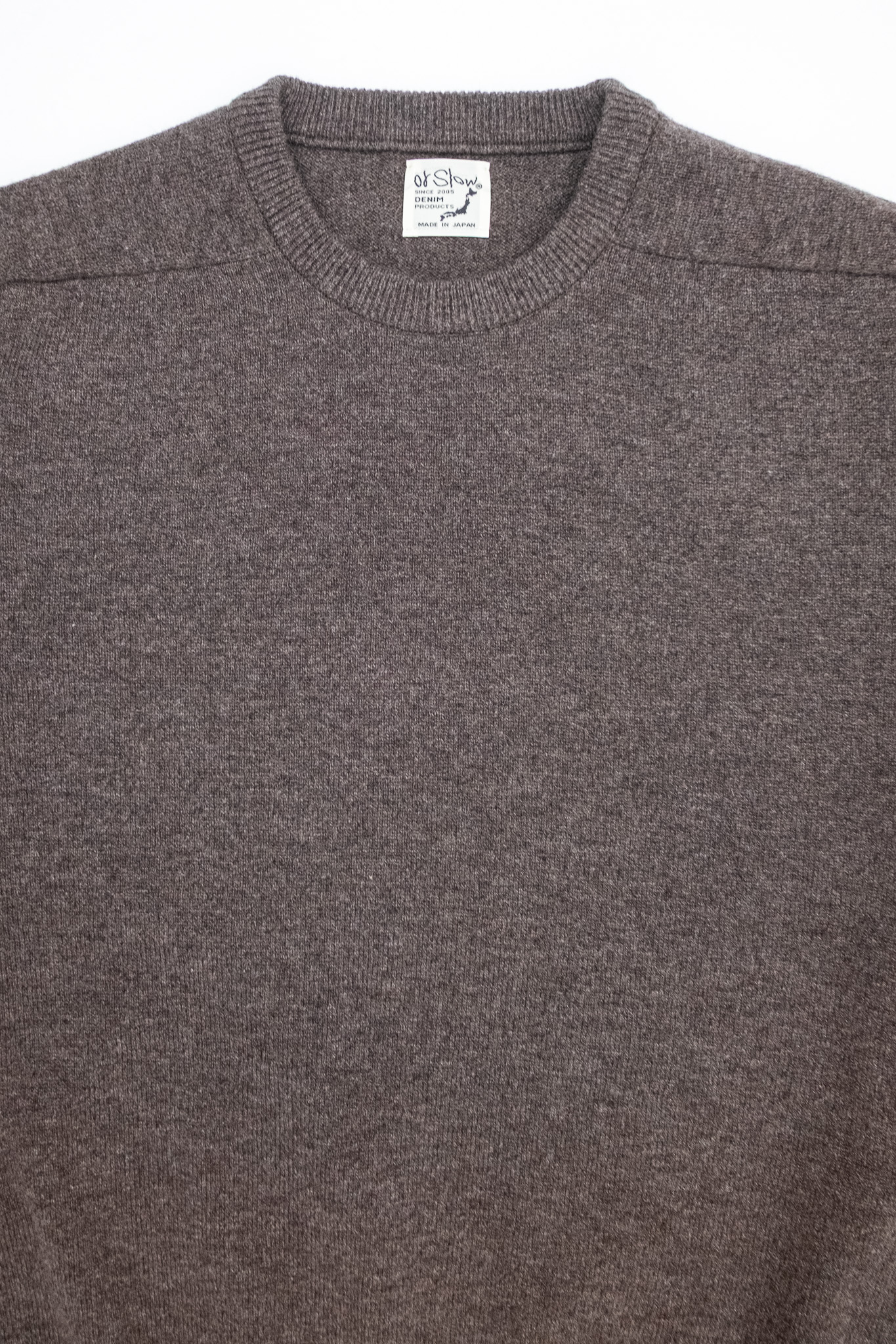 orSlow - Simple Crew Neck Wool Sweater Brown - 3