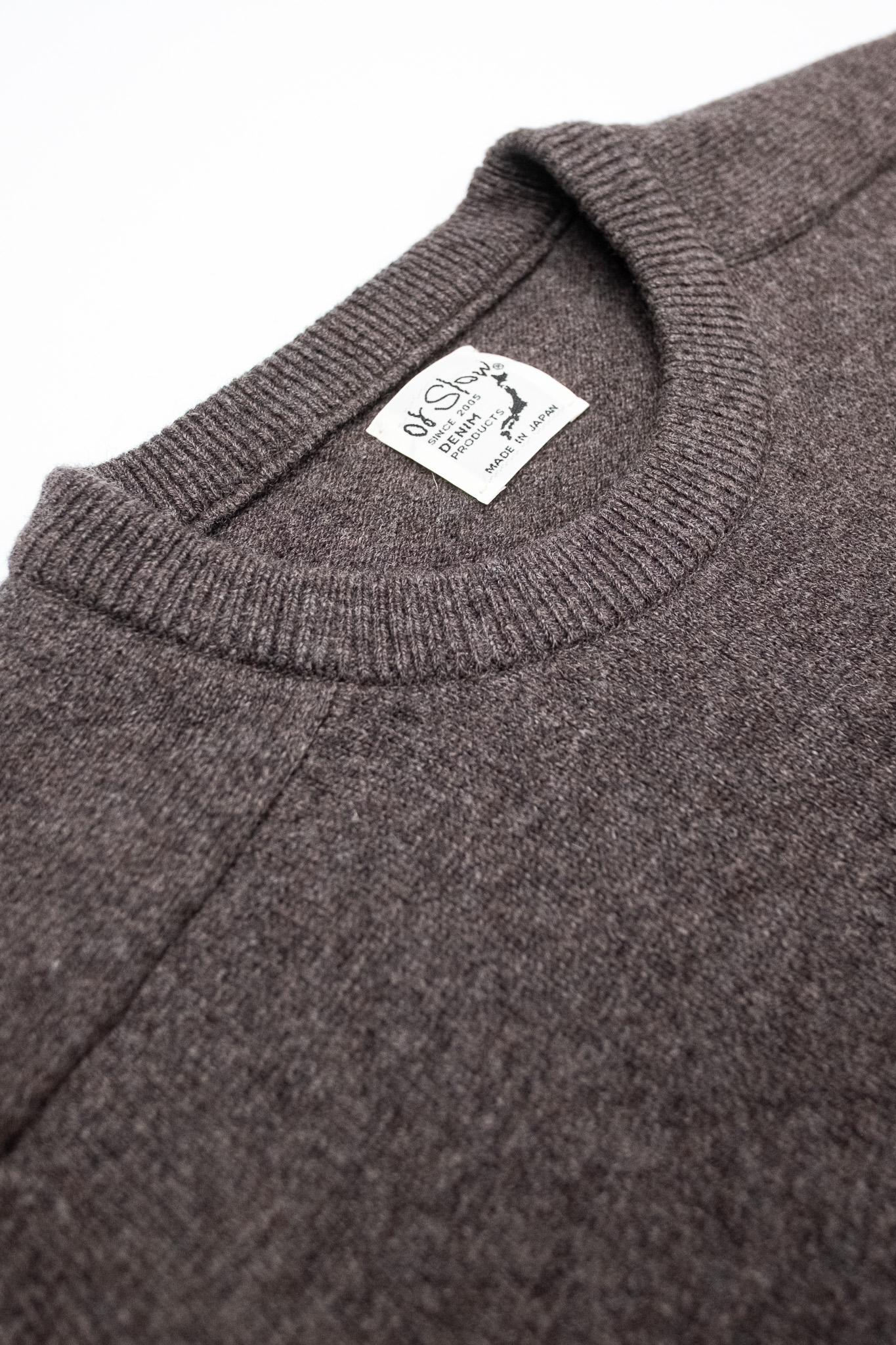 orSlow - Simple Crew Neck Wool Sweater Brown - 4
