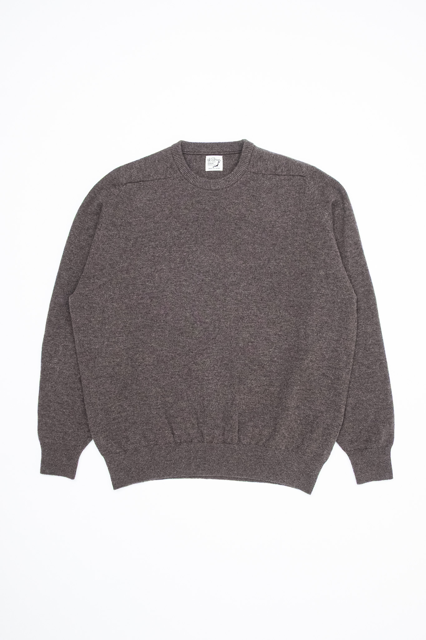 orSlow - Simple Crew Neck Wool Sweater Brown - 2