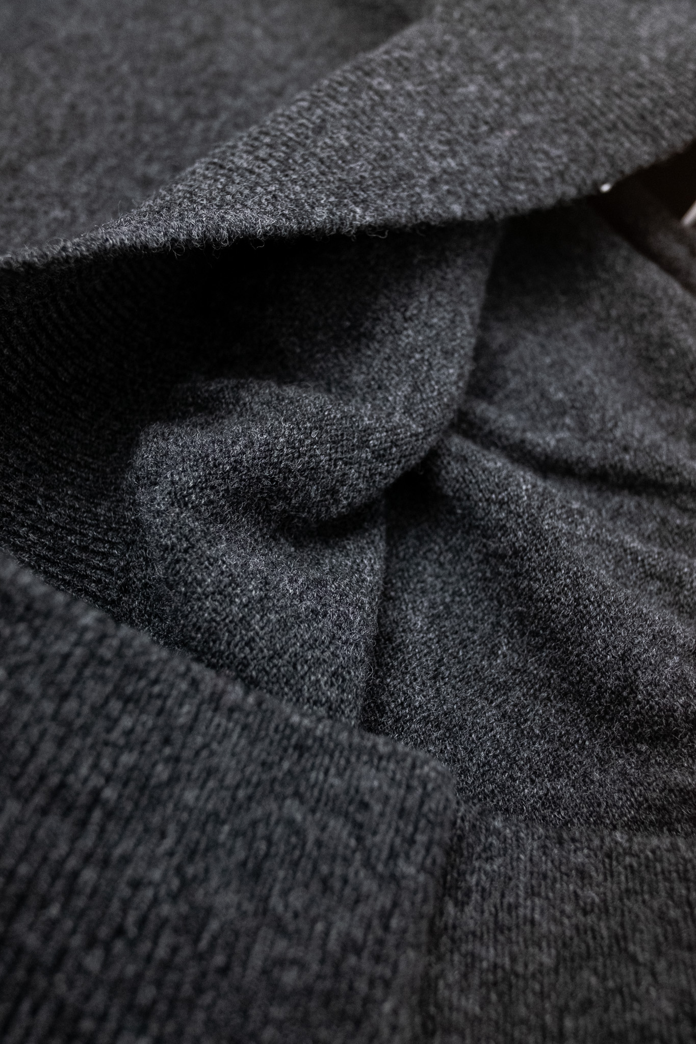 orSlow - Simple Crew Neck Wool Sweater Charcoal - 7