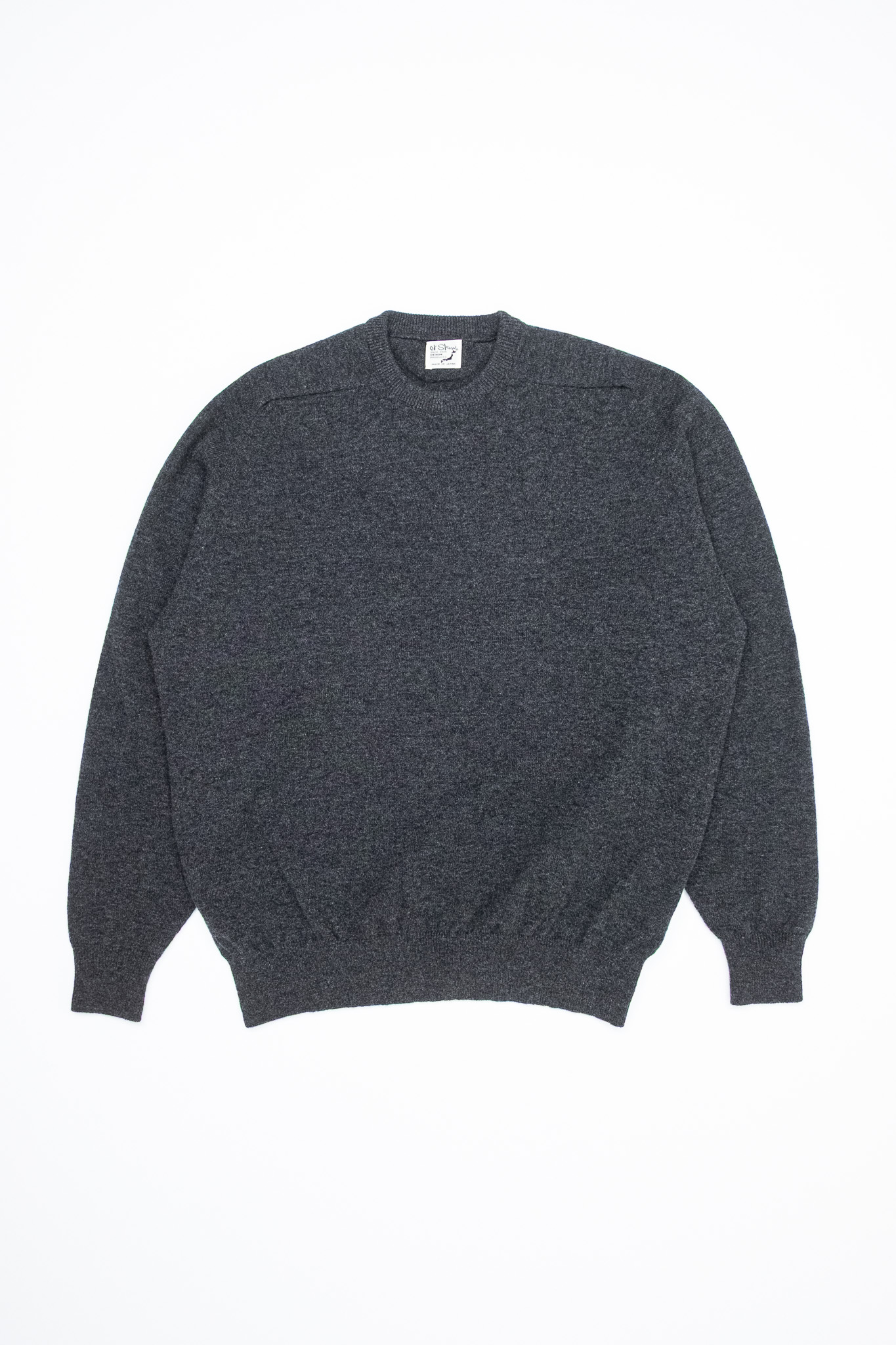 orSlow - Simple Crew Neck Wool Sweater Charcoal - 2