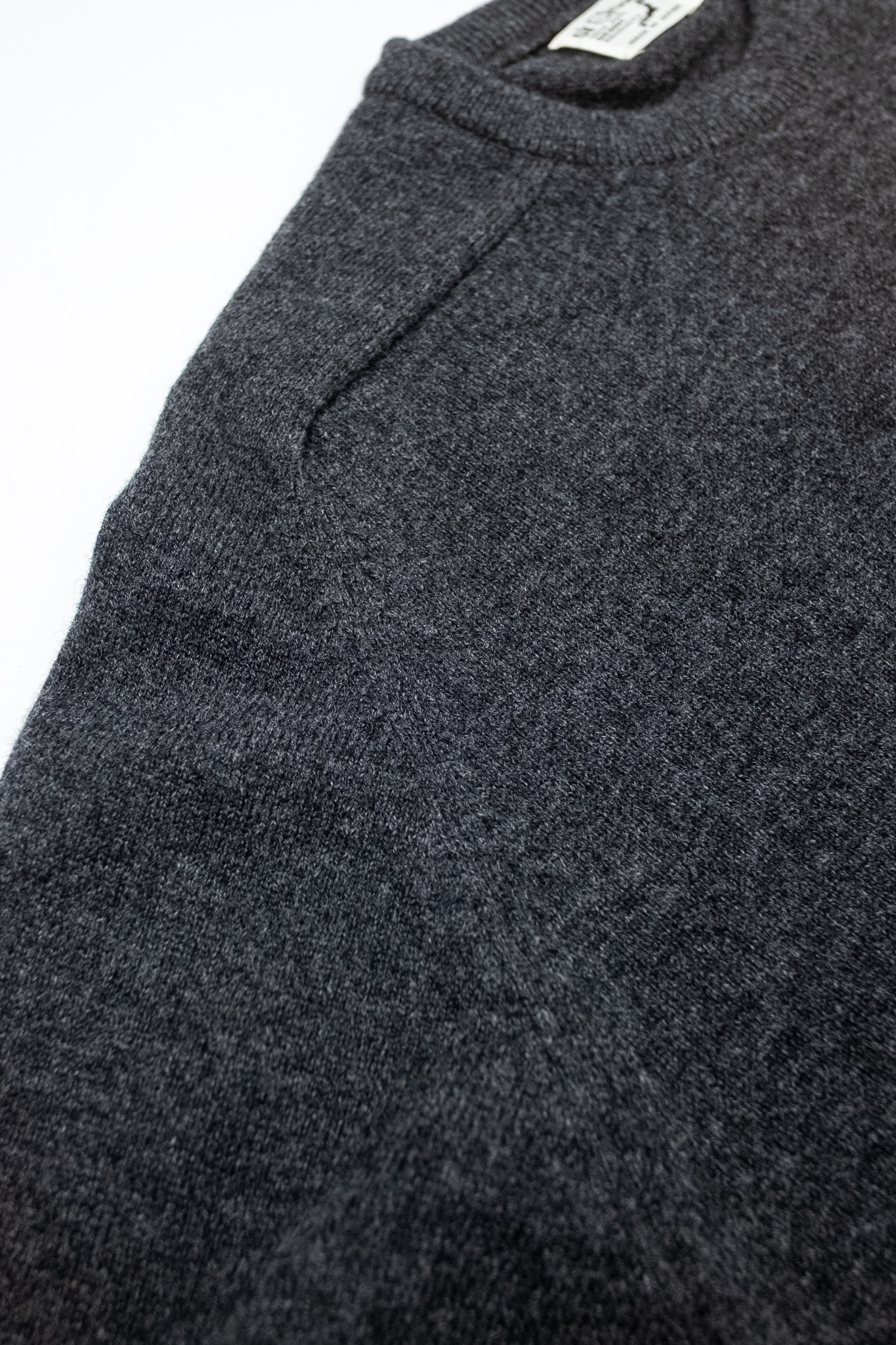 orSlow - Simple Crew Neck Wool Sweater Charcoal - 5
