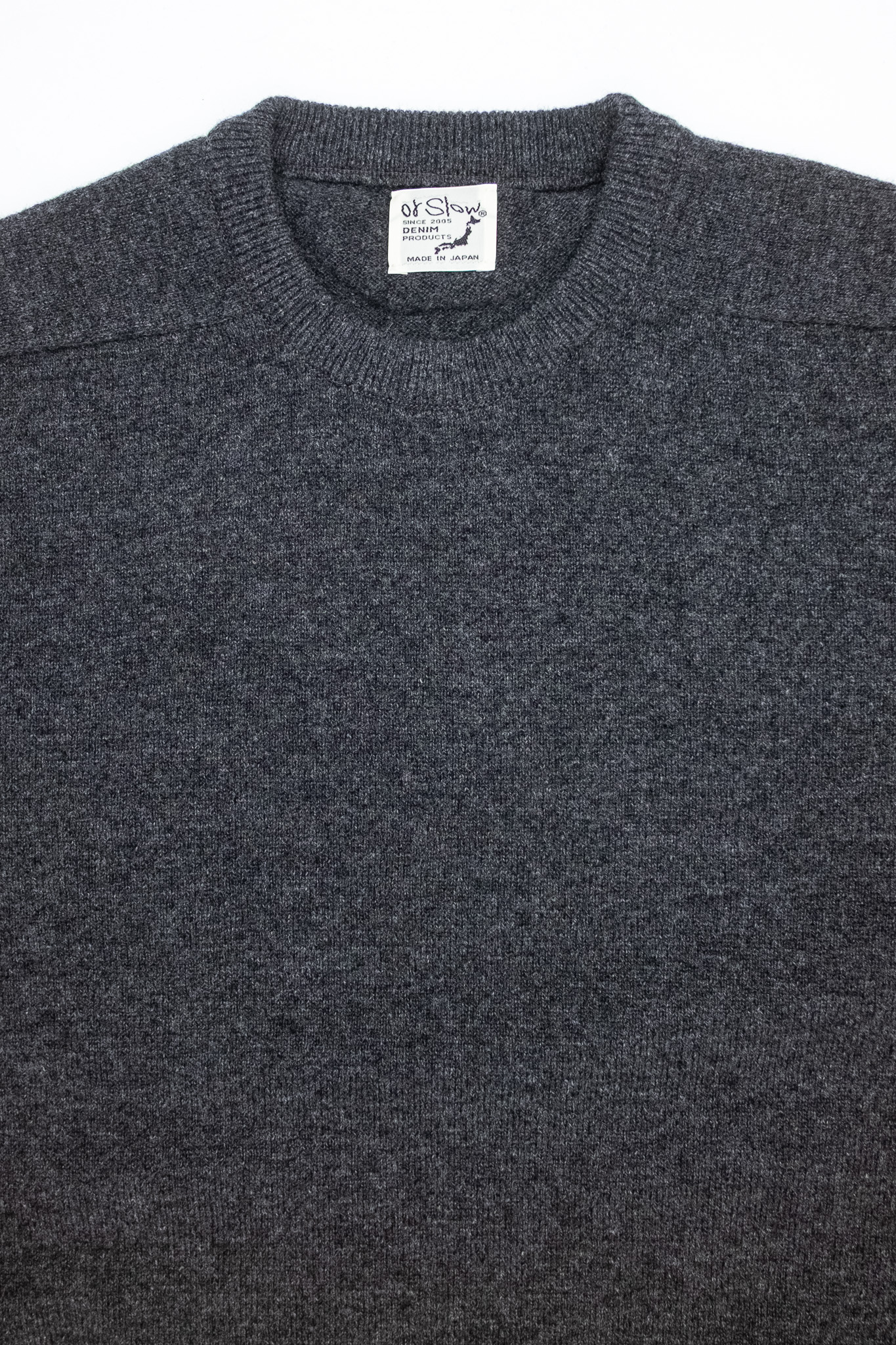orSlow - Simple Crew Neck Wool Sweater Charcoal - 3
