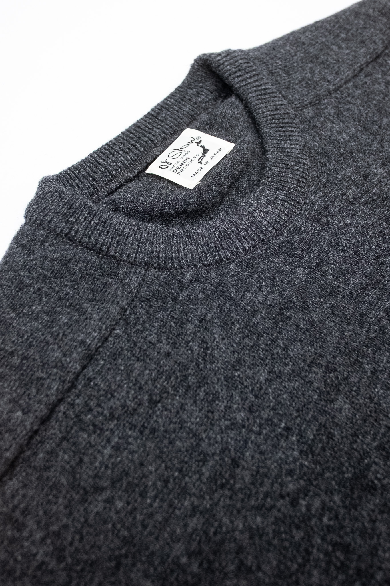 orSlow - Simple Crew Neck Wool Sweater Charcoal - 4
