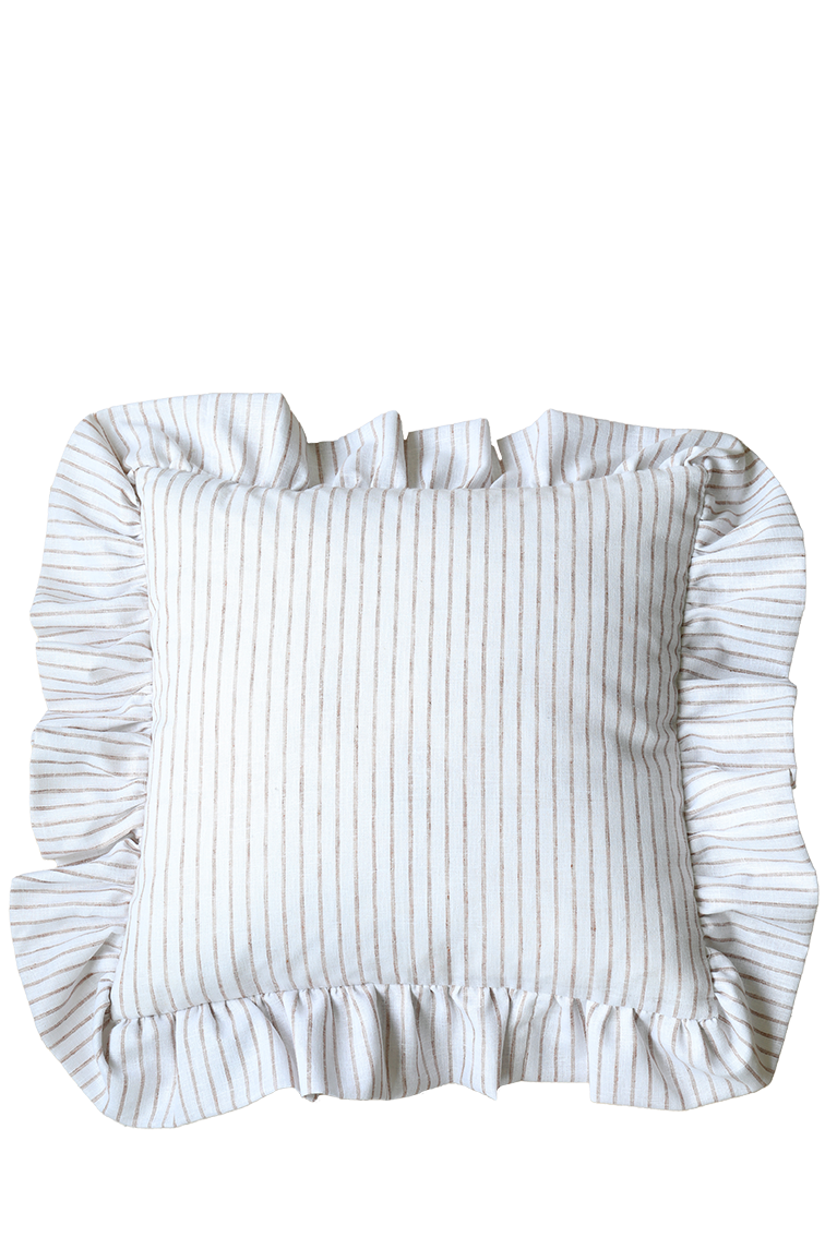 Volangkudde Shirt vit/nougat 45x45 cm - 2
