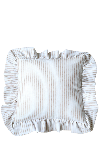 Volangkudde Shirt vit/nougat 45x45 cm