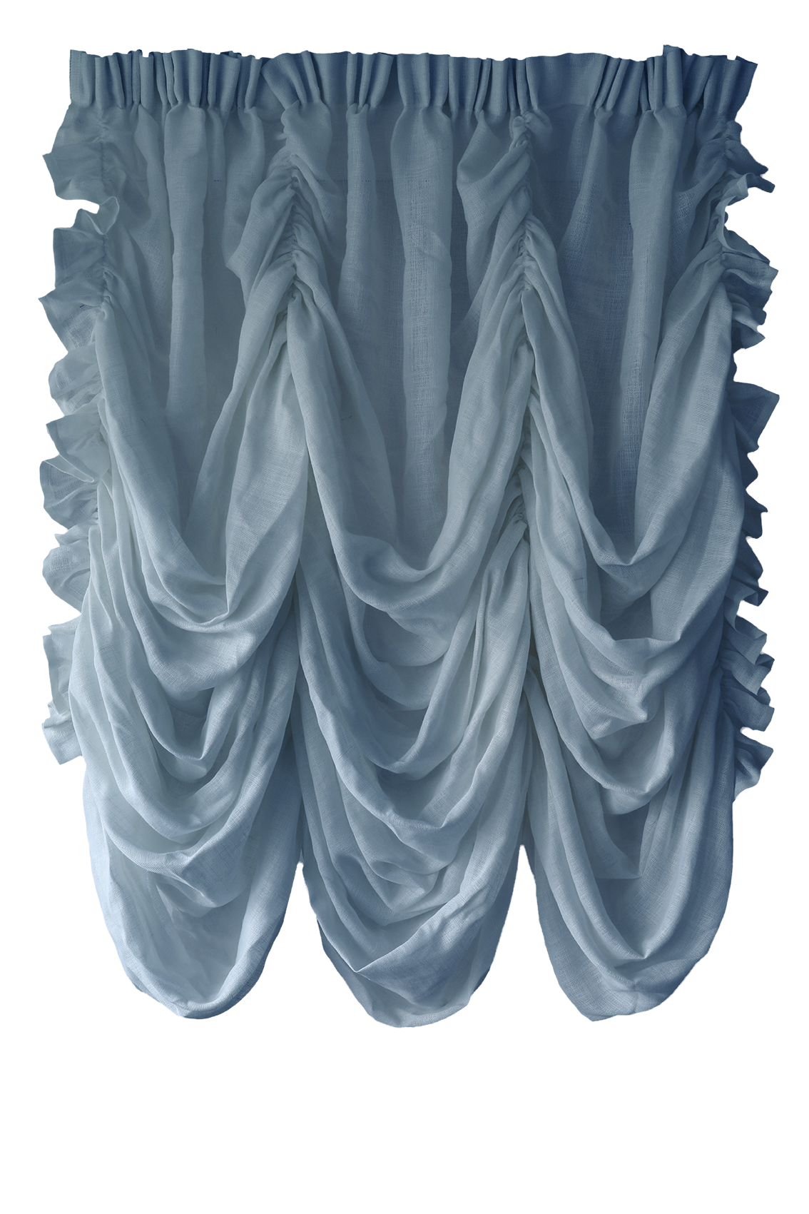 Volanggardin ljusblå
