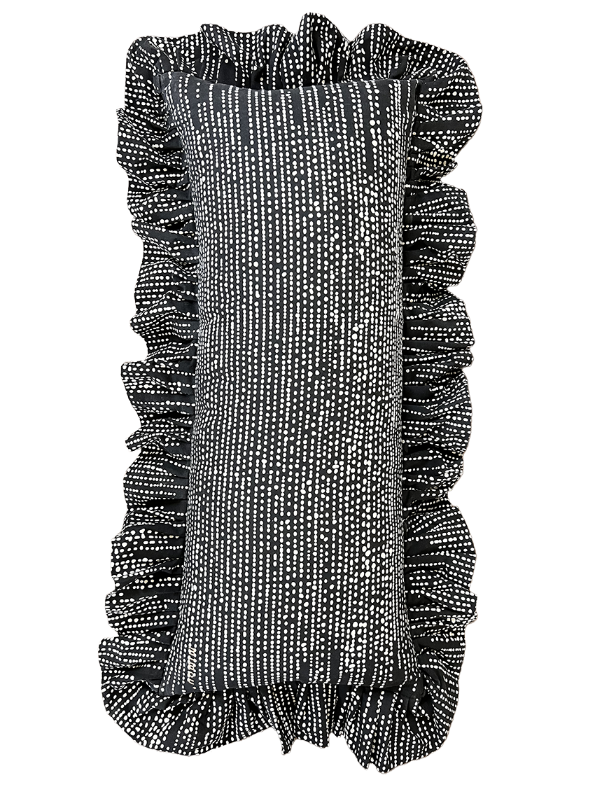 Volangkudde Mini Dot svart/natur 35x85