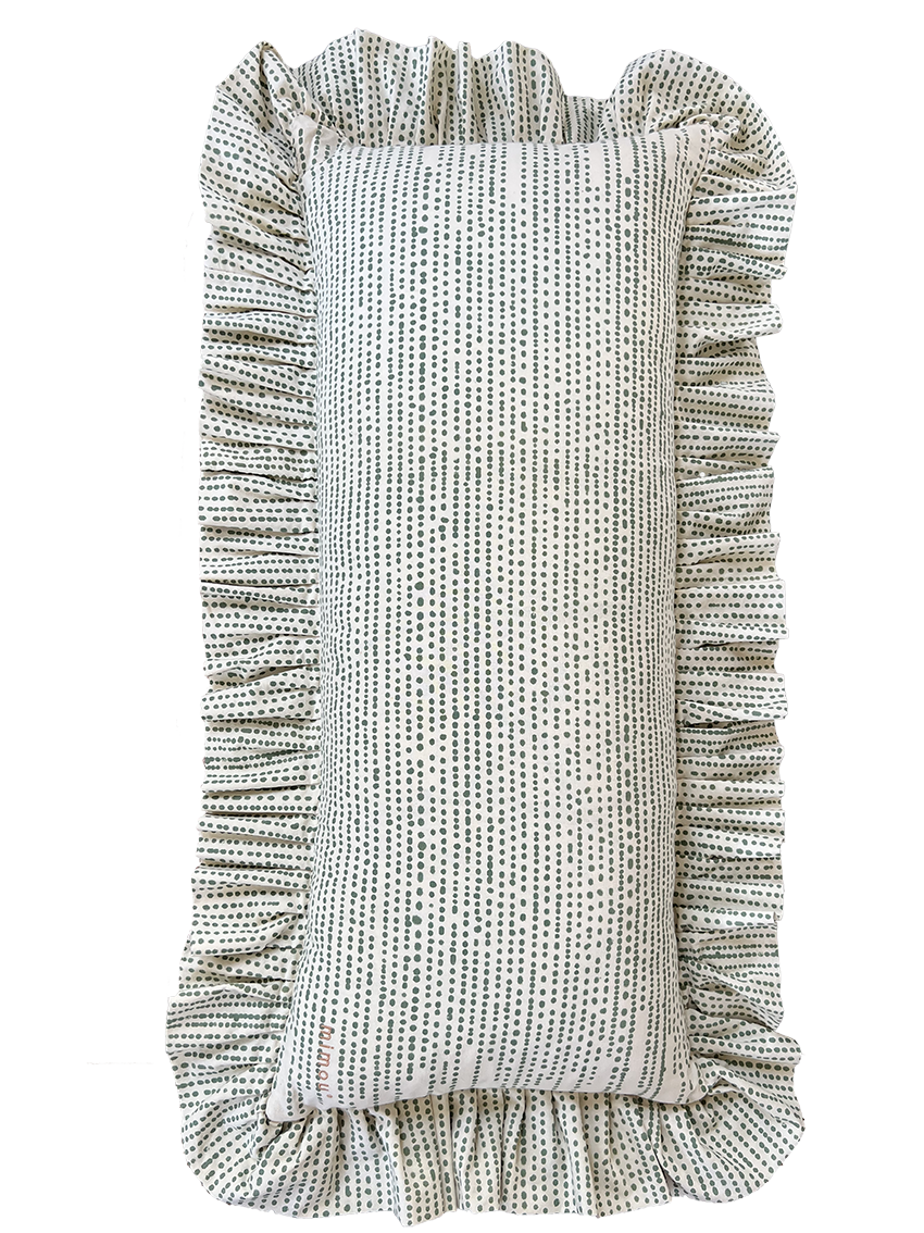 Volangkudde Mini Dot natur/grön 35x85