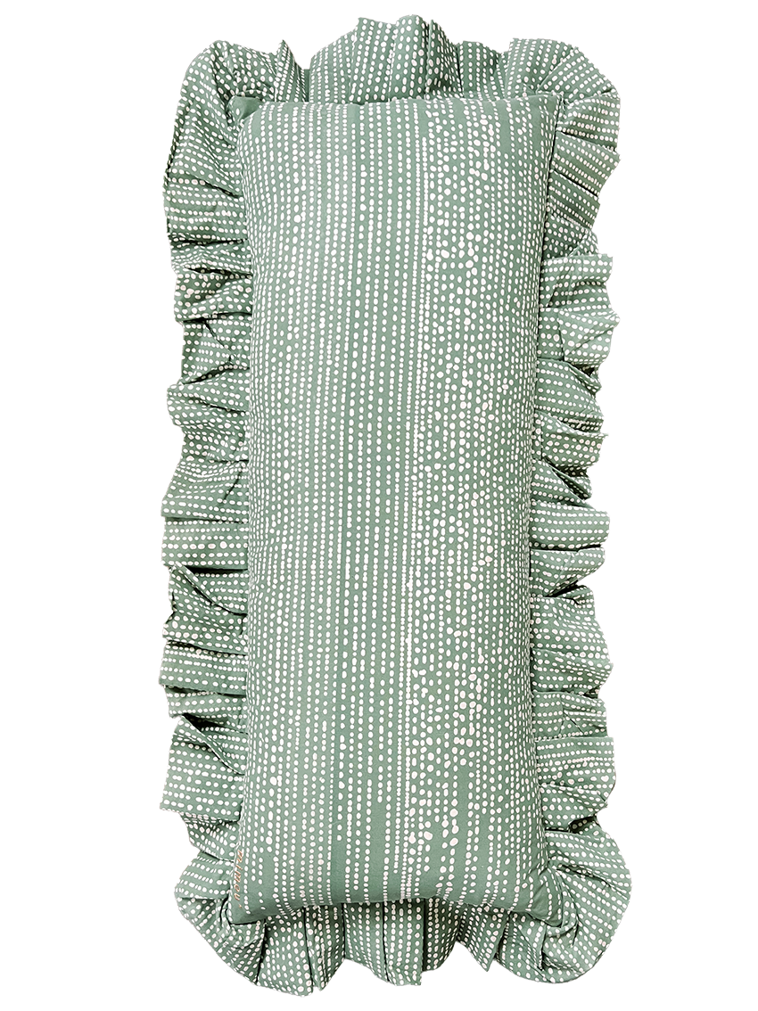 Volangkudde Mini Dot grön/natur 35x85