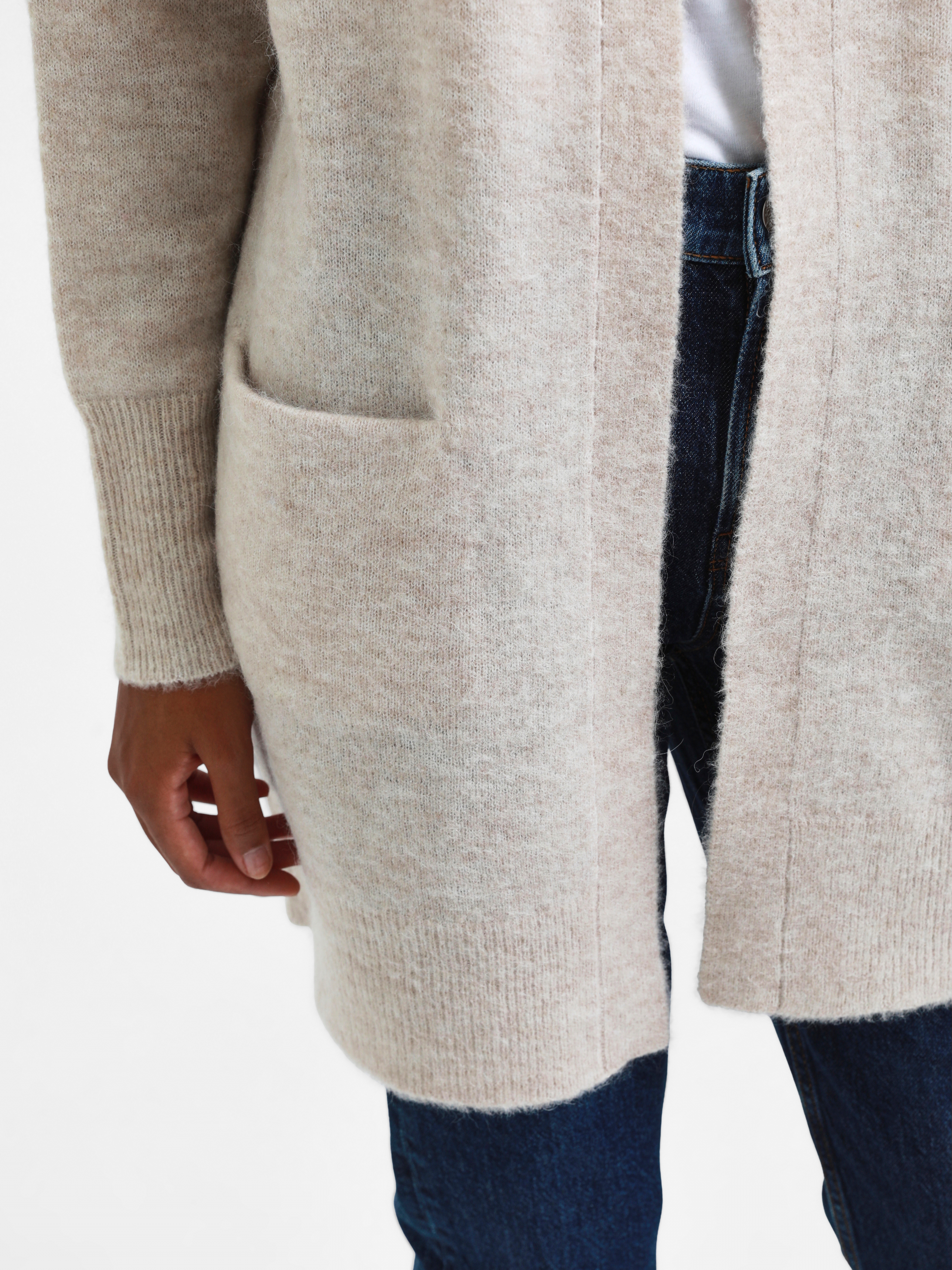 SLFLULU NEW LS KNIT LONG CARDIGAN B NOOS Birch MELANGE - 3